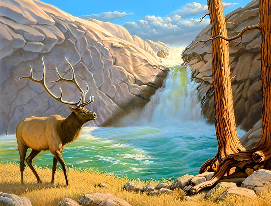 Waterval en Eland Diamond Painting