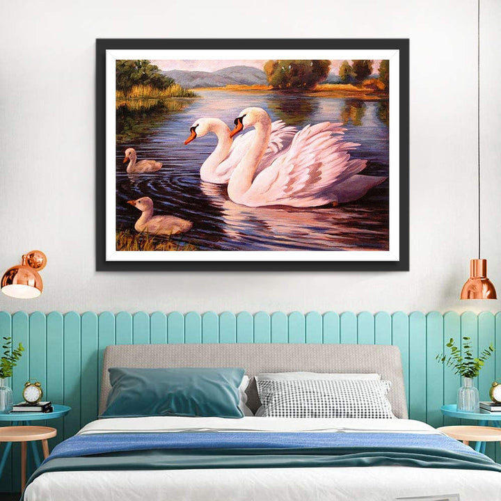 Witte Zwanen en Eenden Diamond Painting
