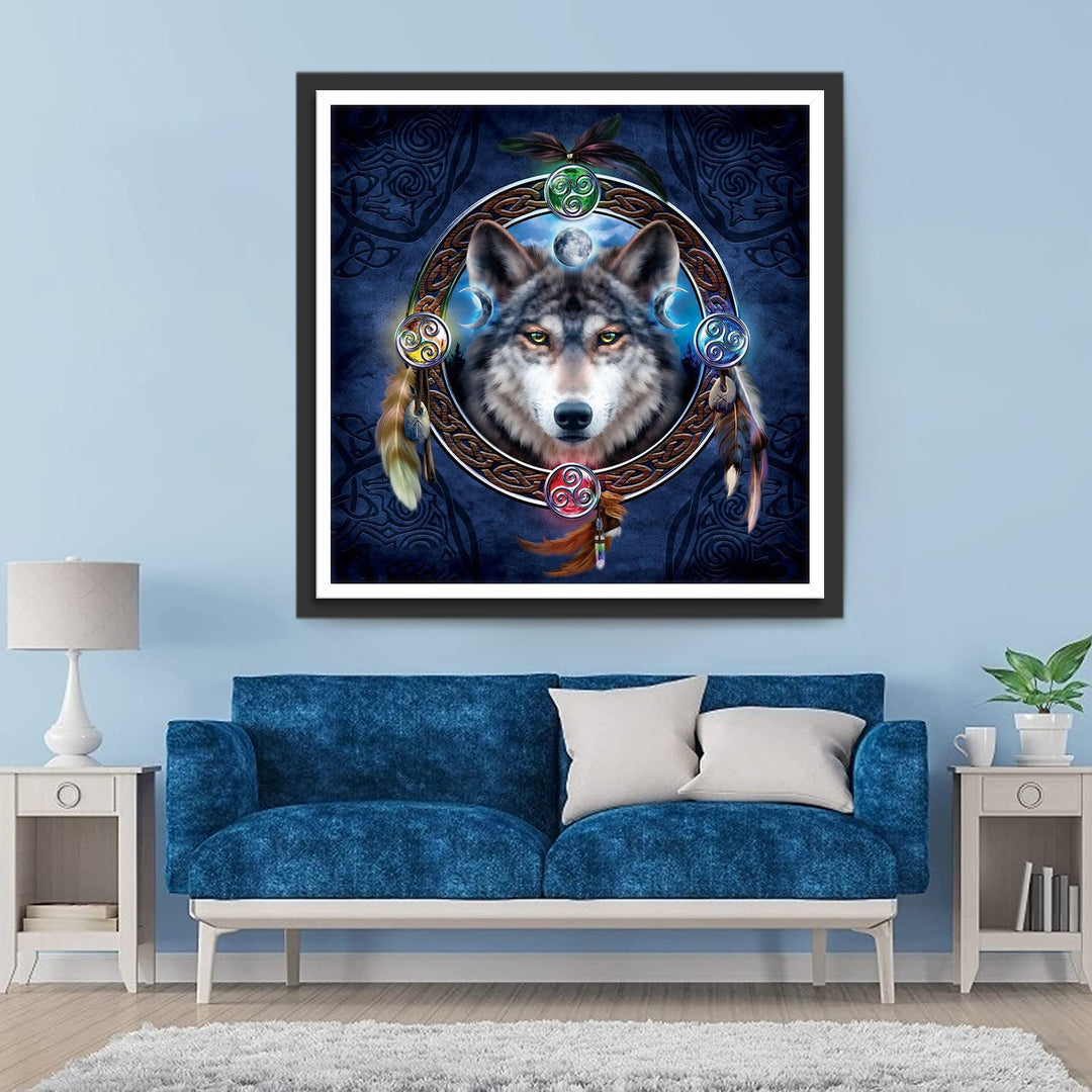Wolf in Magisch Dromencircel Diamond Painting