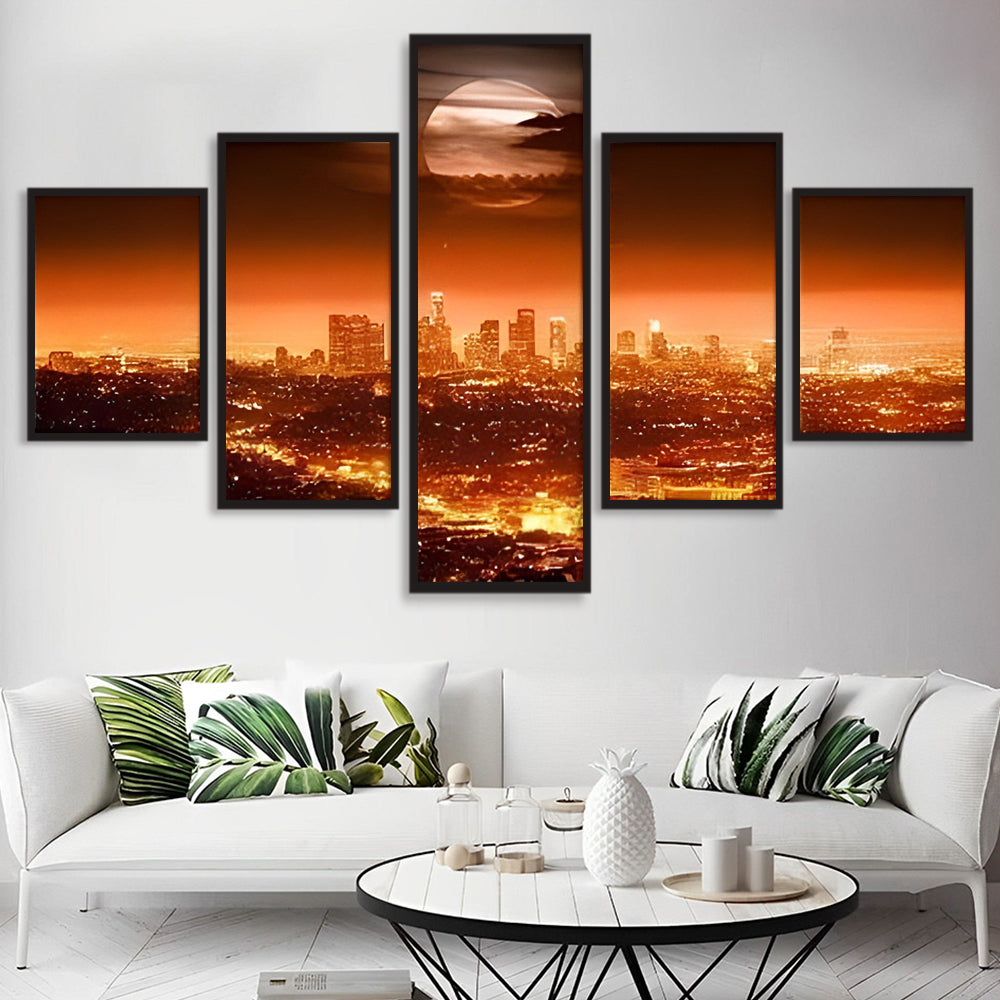 Zonsondergangsglorie over de Stad 5 Platen Diamond Painting