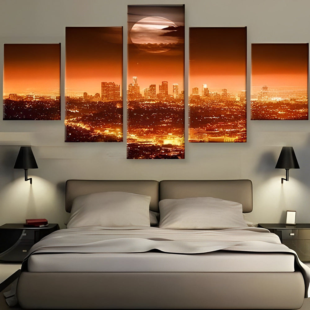 Zonsondergangsglorie over de Stad 5 Platen Diamond Painting
