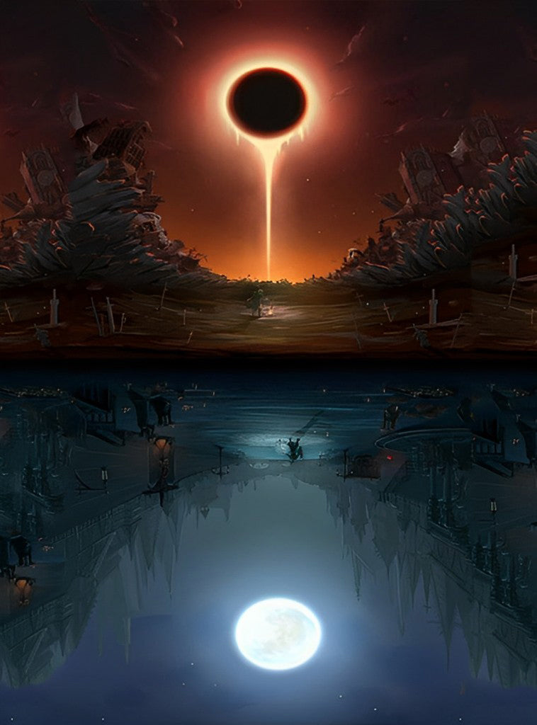 Zonsverduistering en Maanlicht Diamond Painting