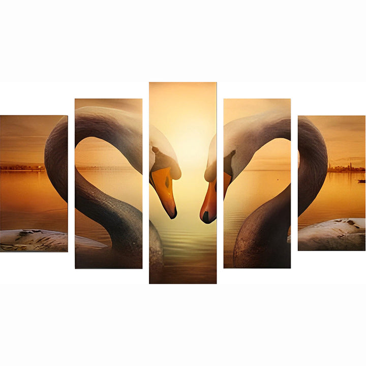 Zwanen in Avondrood 5 Platen Diamond Painting
