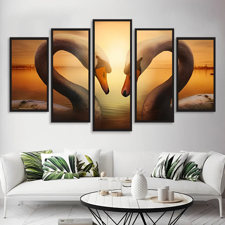 Zwanen in Avondrood 5 Platen Diamond Painting