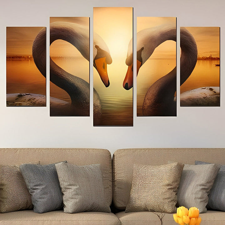 Zwanen in Avondrood 5 Platen Diamond Painting