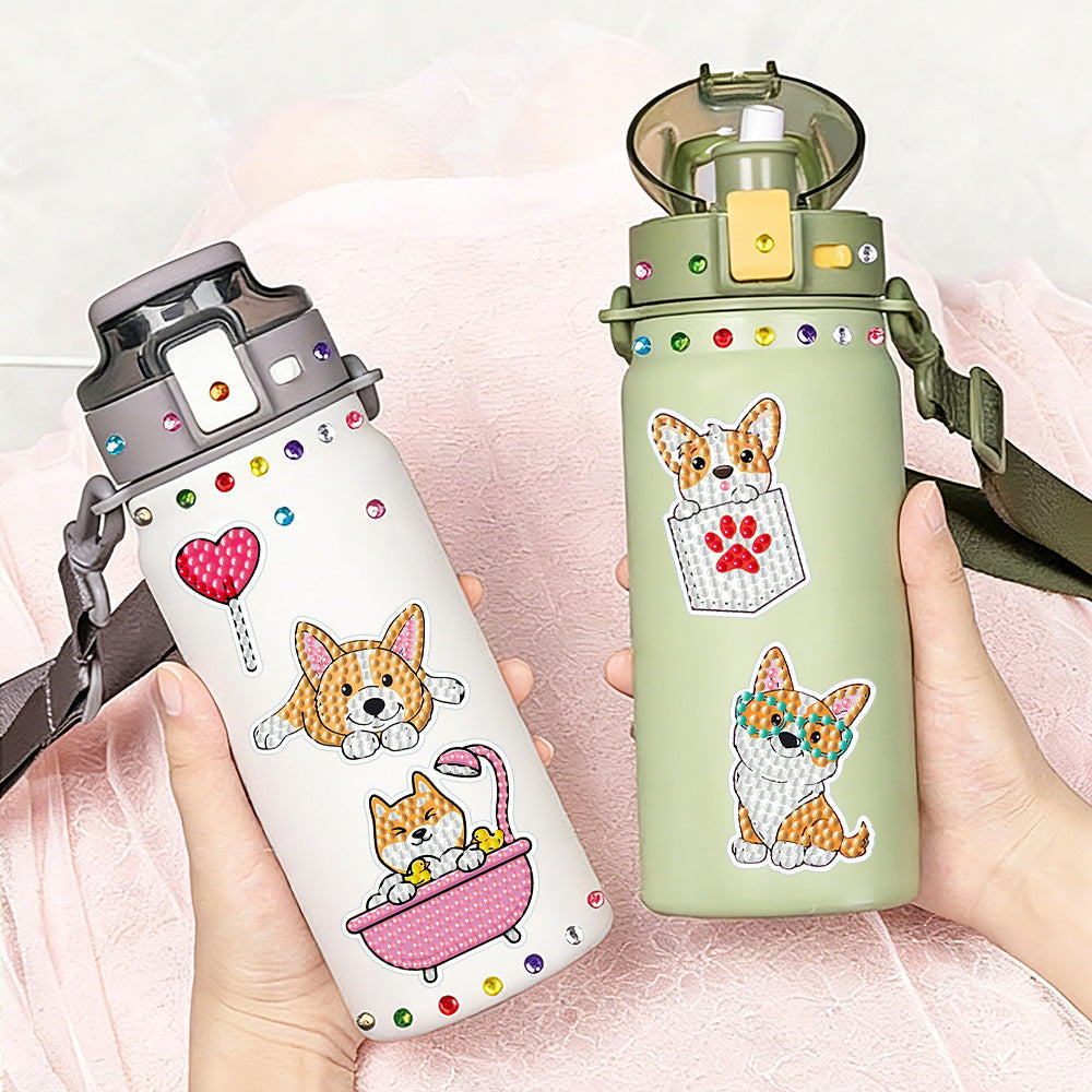 17 Stuks Het Gelukkige Leven van een Corgi Diamond Painting Stickers