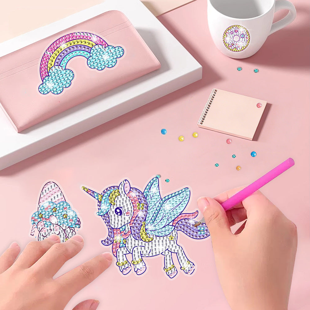 6 Stuks Eenhoorn, IJsje en Donut Diamond Painting Stickers