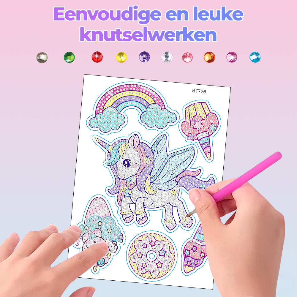 6 Stuks Eenhoorn, IJsje en Donut Diamond Painting Stickers
