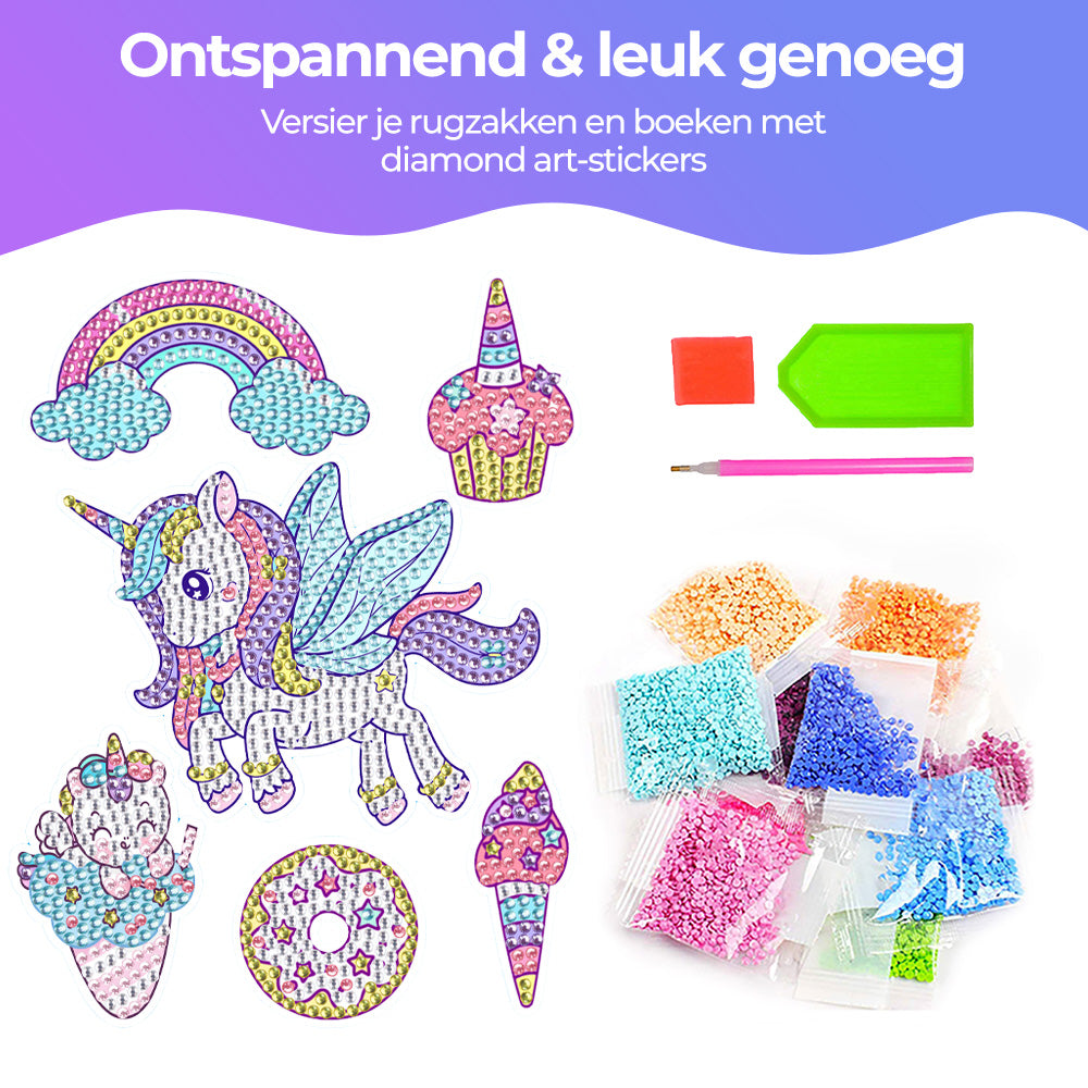 6 Stuks Eenhoorn, IJsje en Donut Diamond Painting Stickers