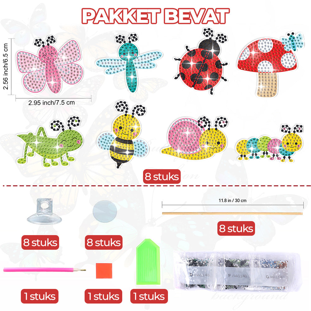 8 stuks Nuttige Insecten Diamond Painting Tuinstekers
