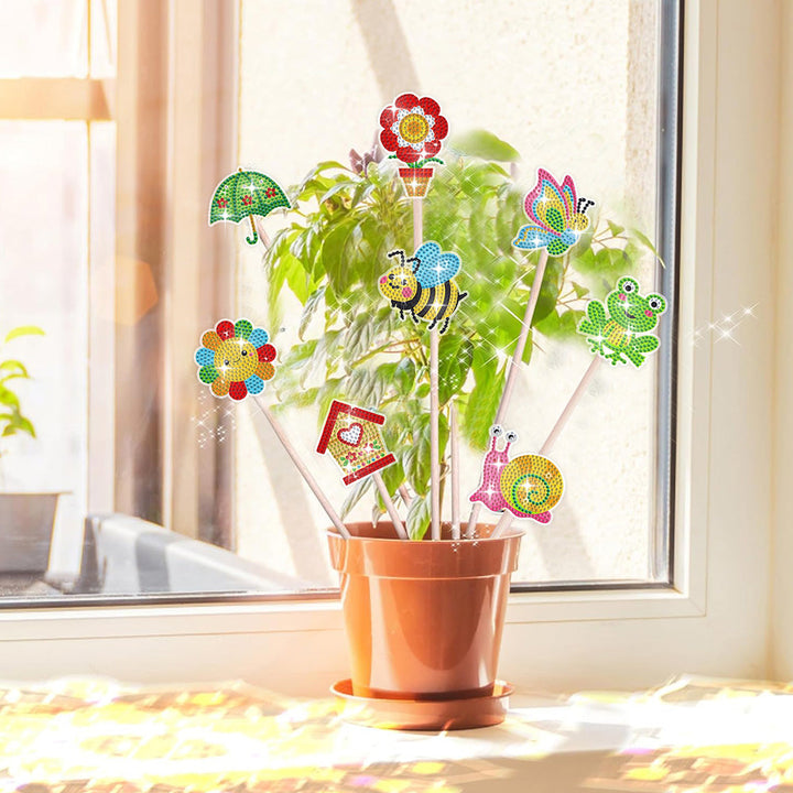 8 stuks Schattige Dieren Diamond Painting Tuinstekers