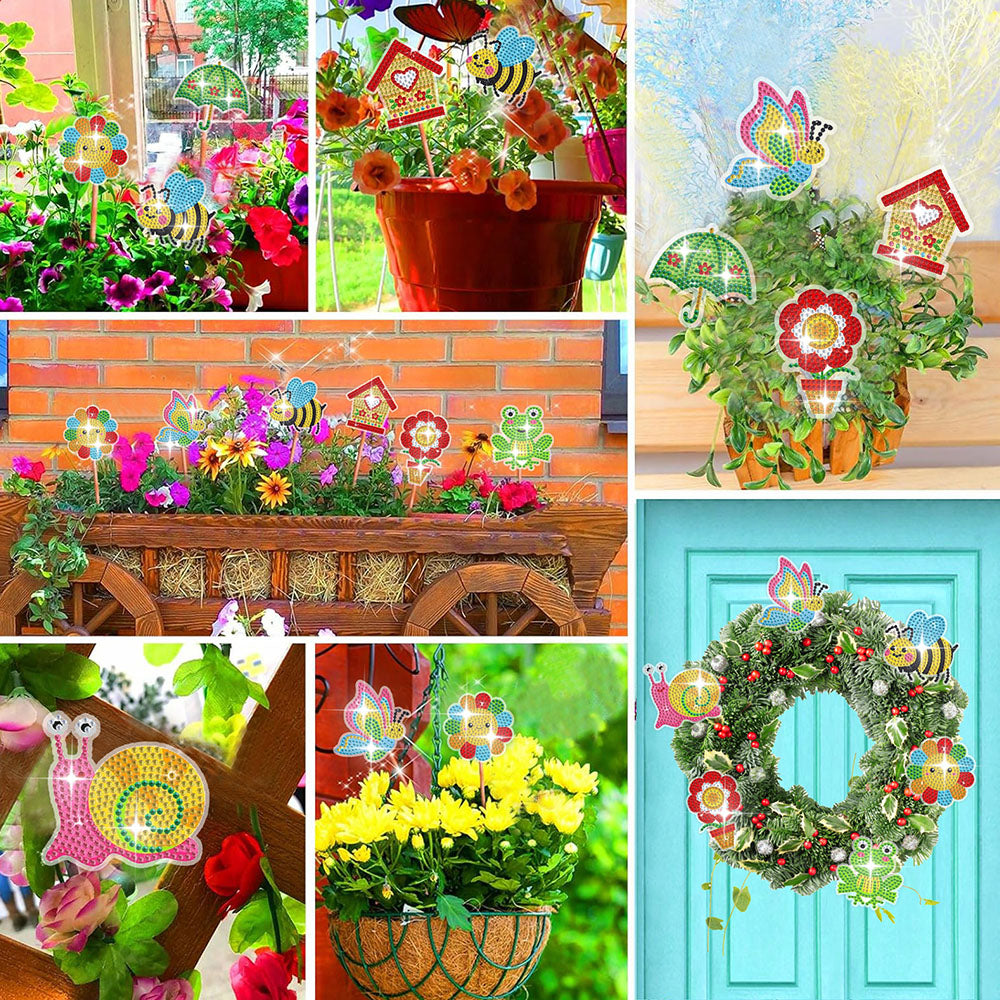 8 stuks Schattige Dieren Diamond Painting Tuinstekers