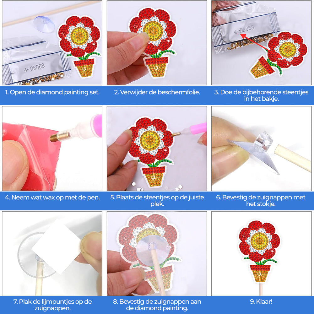 8 stuks Schattige Dieren Diamond Painting Tuinstekers