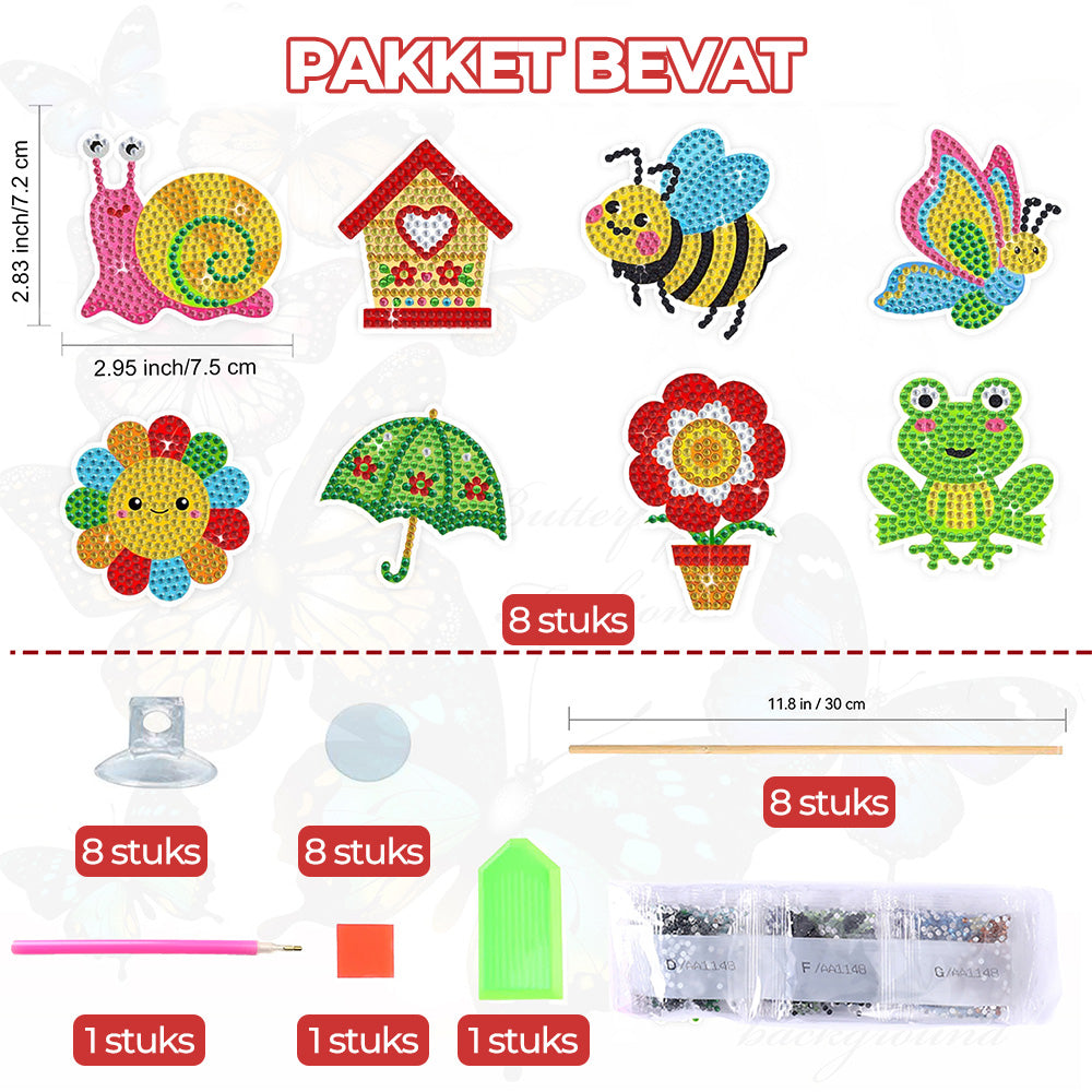 8 stuks Schattige Dieren Diamond Painting Tuinstekers