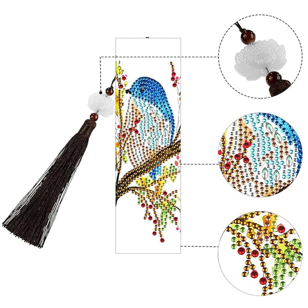 2 Stuks Vogel Staand op Tak Leren Boekenlegger Diamond Painting
