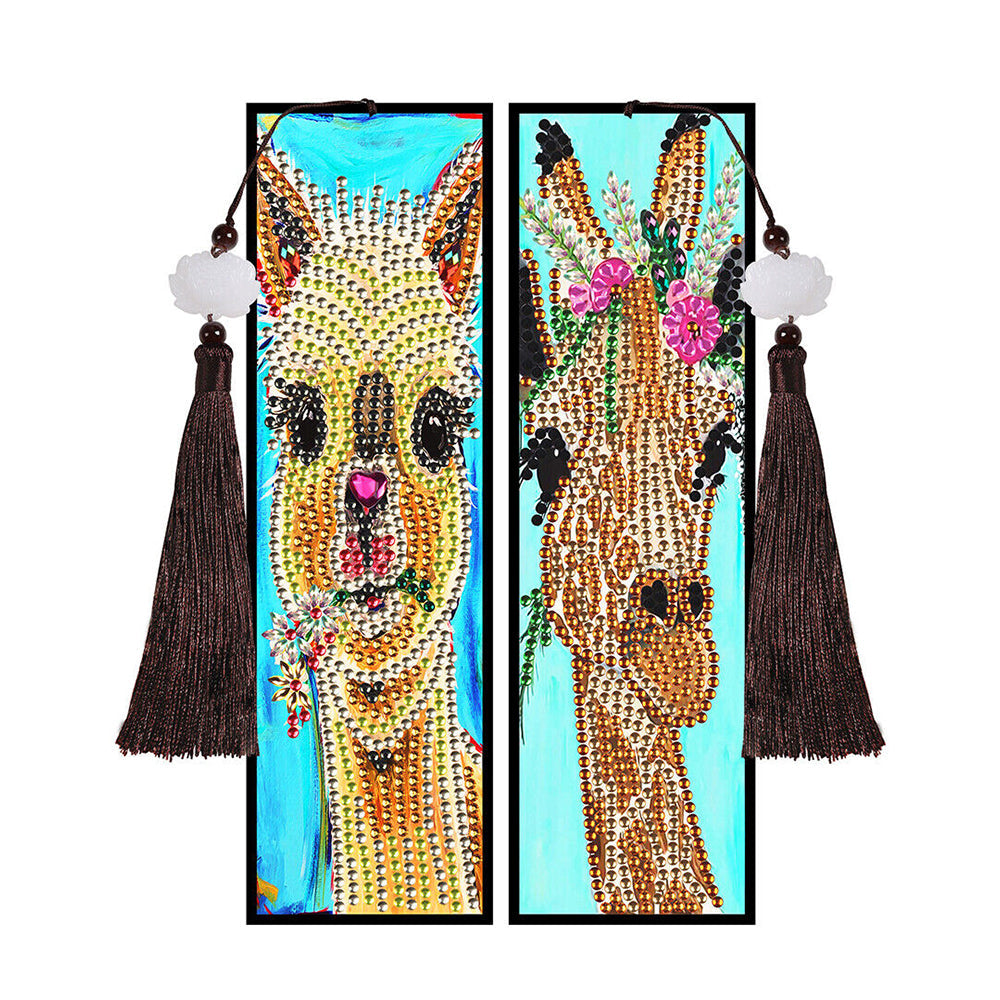 2 Stuks Giraffe en Alpaca Leren Boekenlegger Diamond Painting