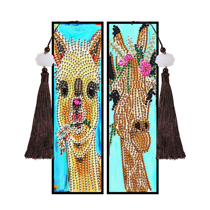 2 Stuks Giraffe en Alpaca Leren Boekenlegger Diamond Painting