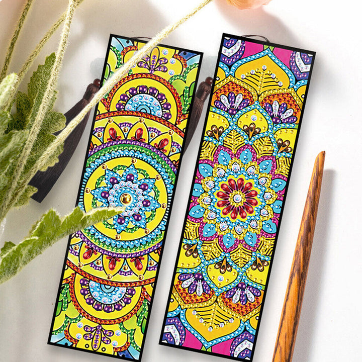 2/4 Stuks Prachtige Mandala Leren Boekenlegger Diamond Painting