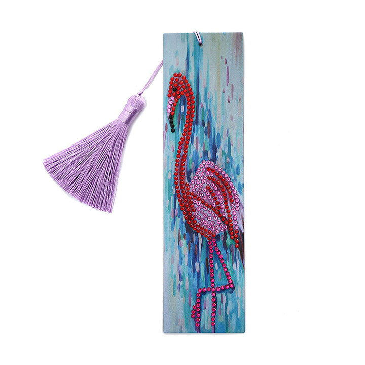 Rode Flamingo Leren Boekenlegger Diamond Painting