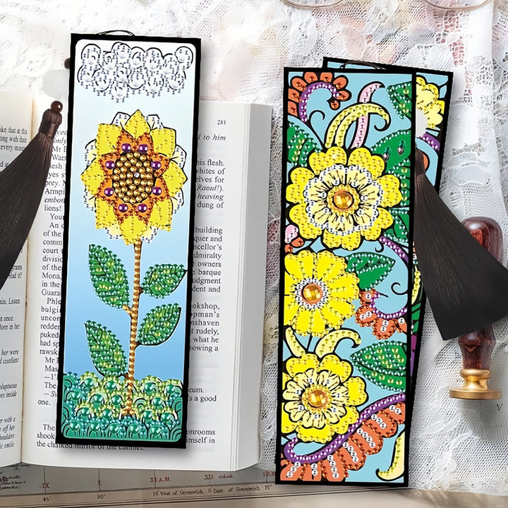 8 Stuks Verschillende Bloemen Leren Boekenlegger Diamond Painting