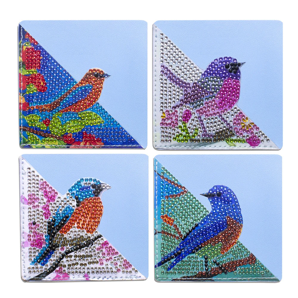 4 Stuks Mooie Vogels PU-Hoekhoes Boekenlegger Diamond Painting