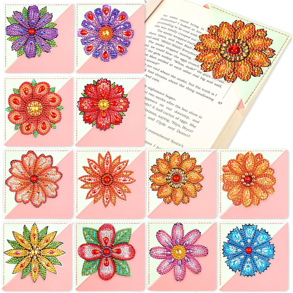 12 Stuks Diverse Chrysanten PU-Hoekhoes Boekenlegger Diamond Painting