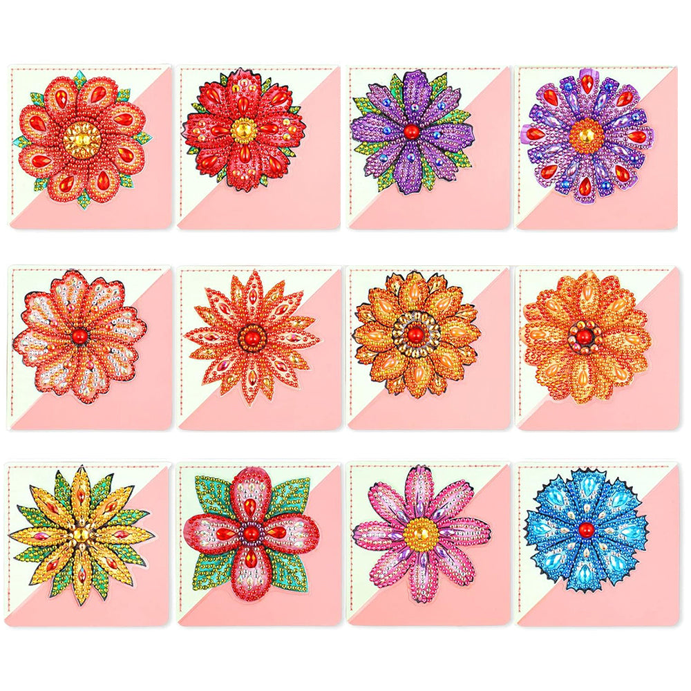 12 Stuks Diverse Chrysanten PU-Hoekhoes Boekenlegger Diamond Painting