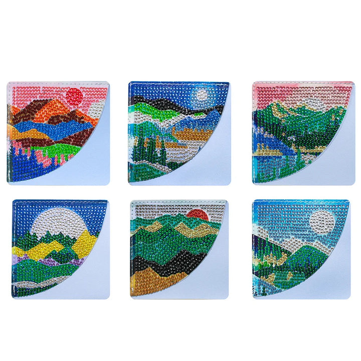 6 Stuks Zomerlandschap PU-Hoekhoes Boekenlegger Diamond Painting