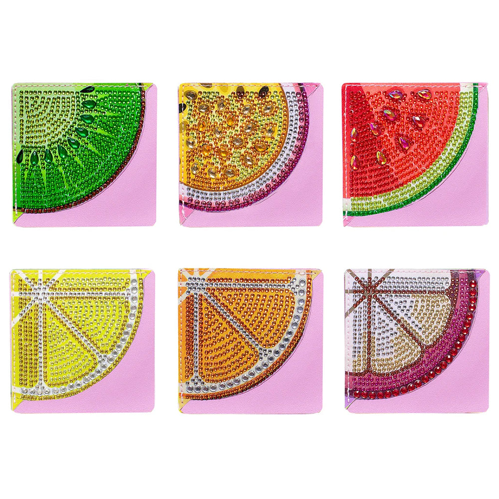 6 Stuks Zomerfruit PU-Hoekhoes Boekenlegger Diamond Painting