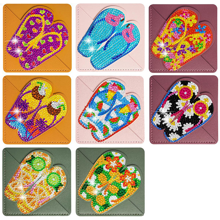 8 Stuks Zomer Slippers PU-Hoekhoes Boekenlegger Diamond Painting