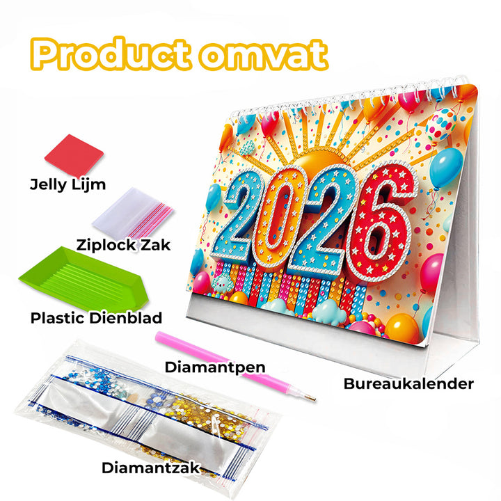 2026 Bureaukalender Diamond Painting | Een Geweldig 2026