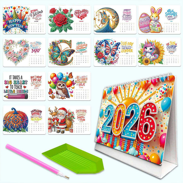 2026 Bureaukalender Diamond Painting | Een Geweldig 2026