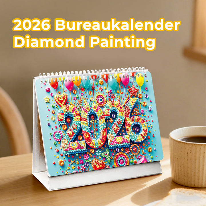 2026 Bureaukalender Diamond Painting | Een Levendig Landschap en Dieren