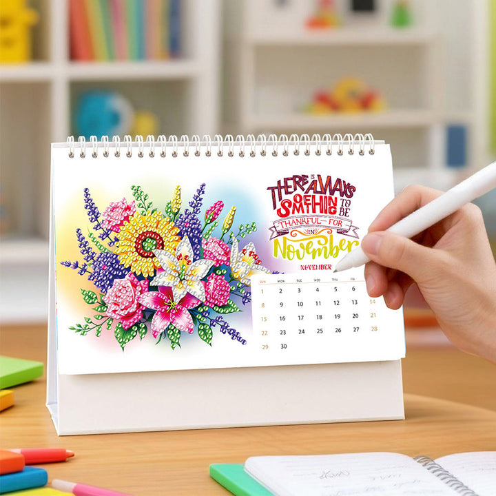 2026 Bureaukalender Diamond Painting | Een Levendig Landschap en Dieren