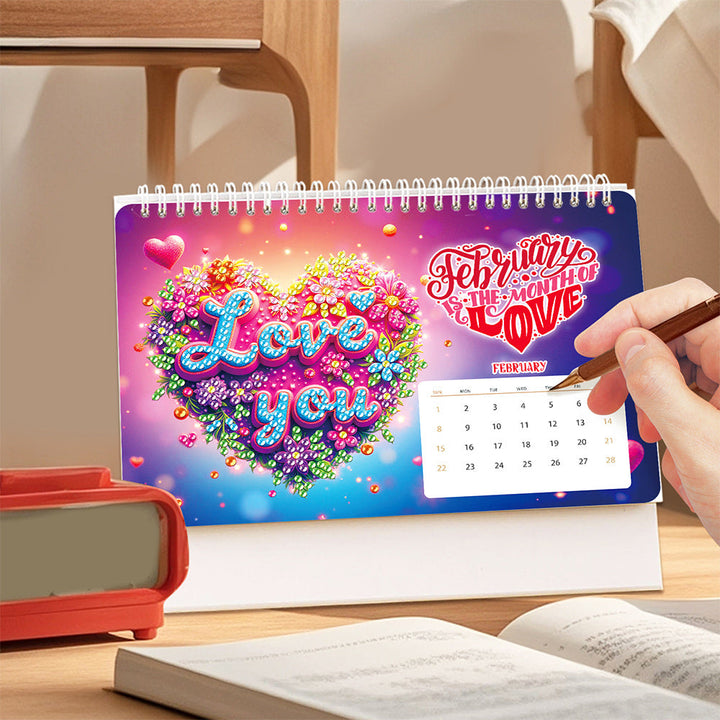 2026 Bureaukalender Diamond Painting | Een Levendig Landschap en Dieren