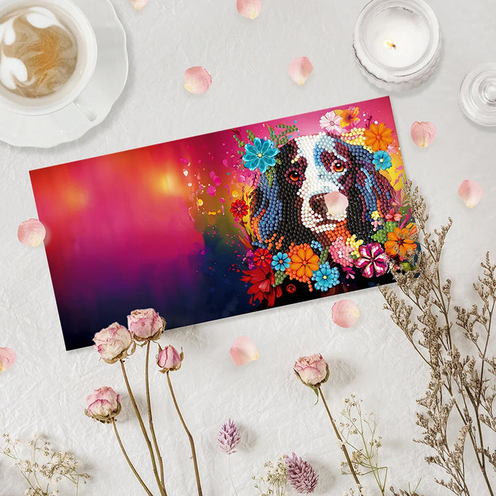 Honden en Katten in Bloemen Wenskaarten | 8 Stuks