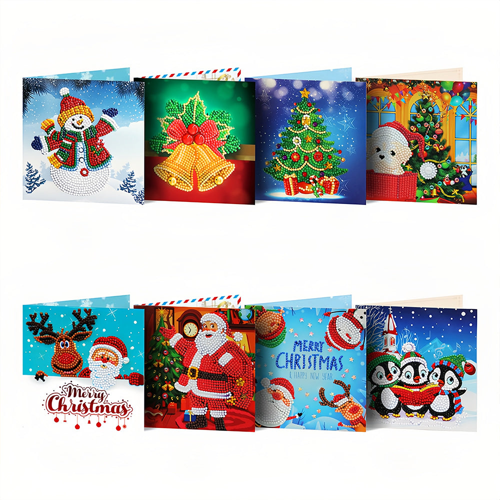 Cartoon Kerstwenskaarten | 8 Stuks