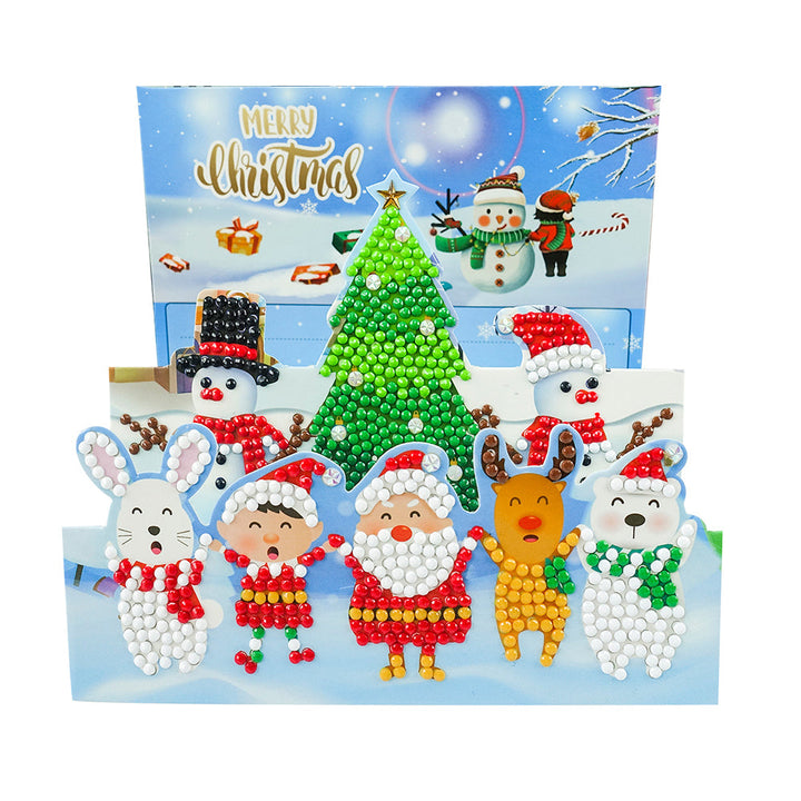 3D-Cartoon Kerstwenskaarten | 8 Stuks