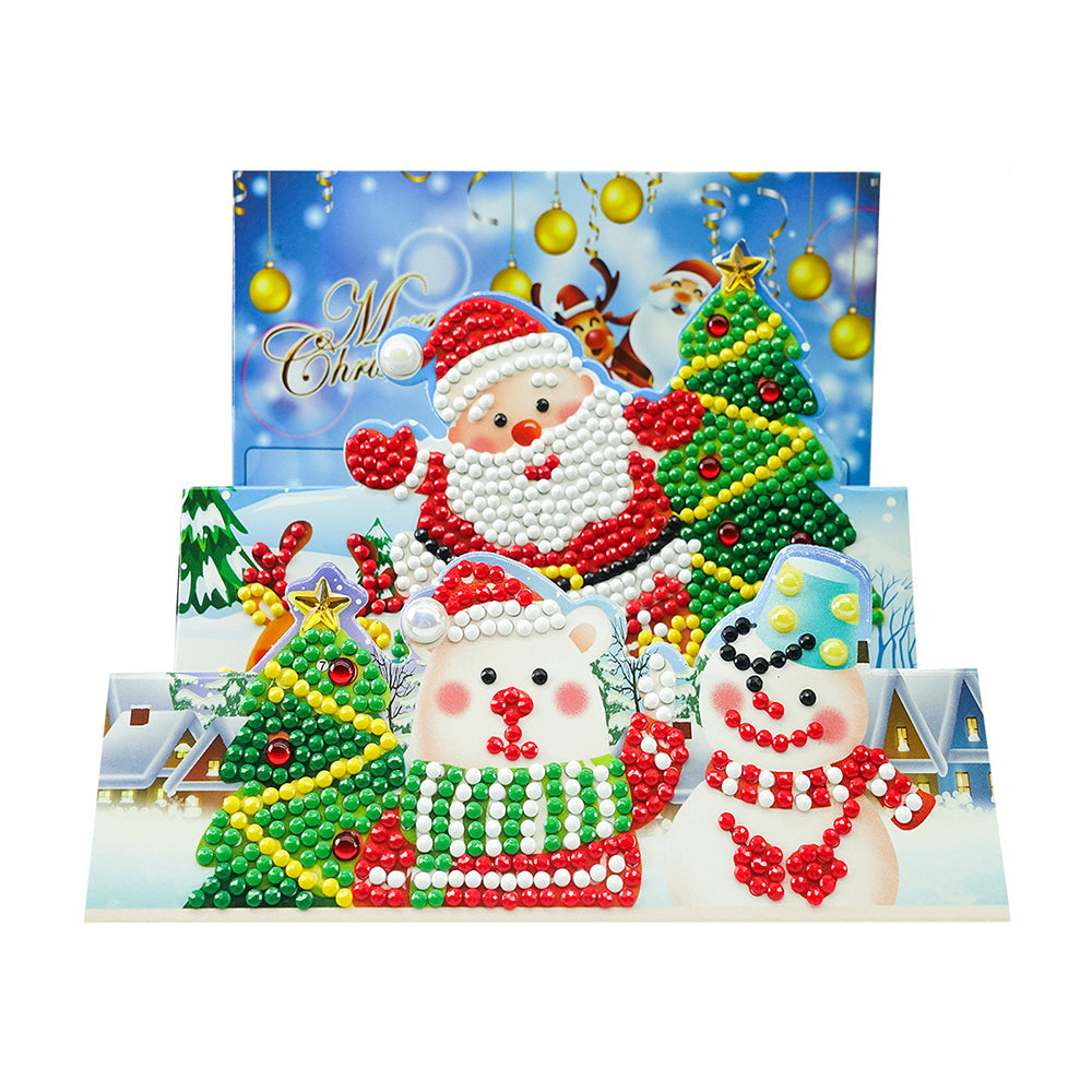 3D-Cartoon Kerstwenskaarten | 8 Stuks