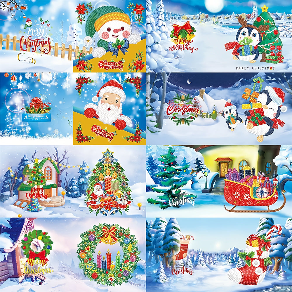 Cartoon Kerstwenskaarten | 8 Stuks