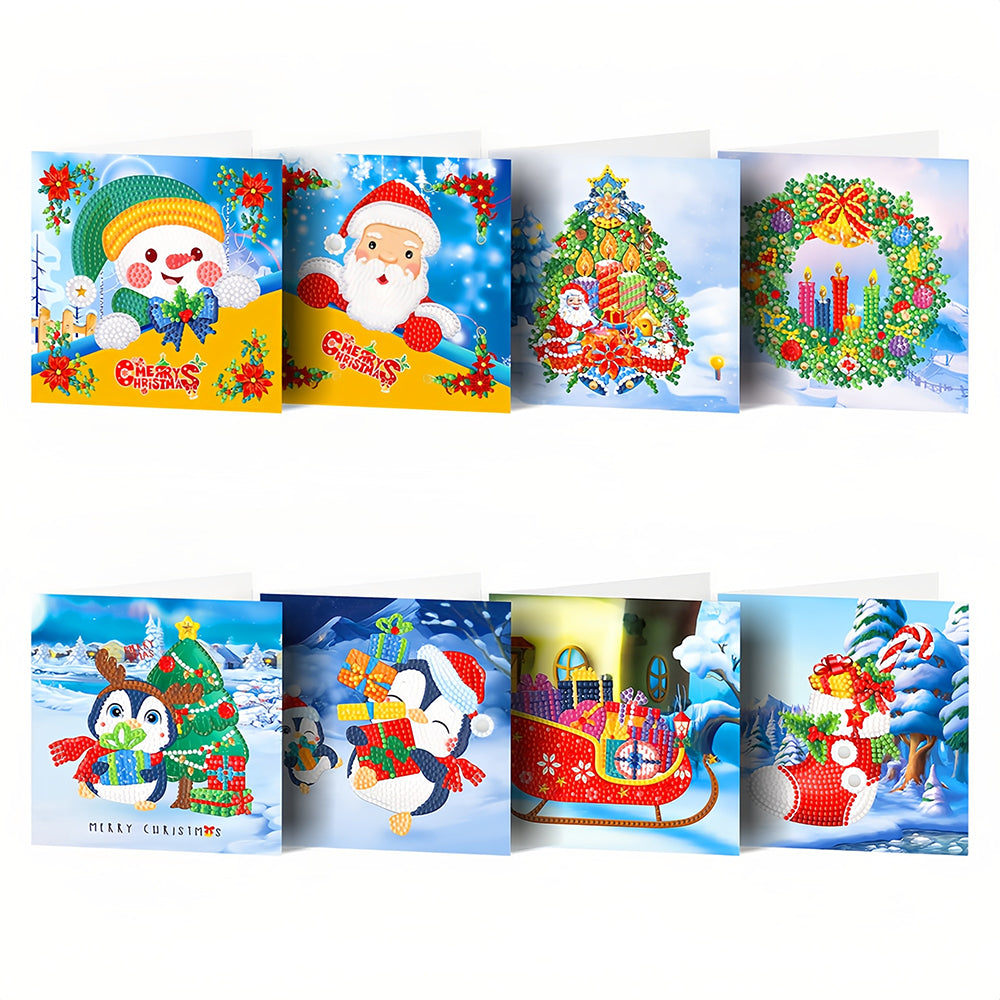 Cartoon Kerstwenskaarten | 8 Stuks