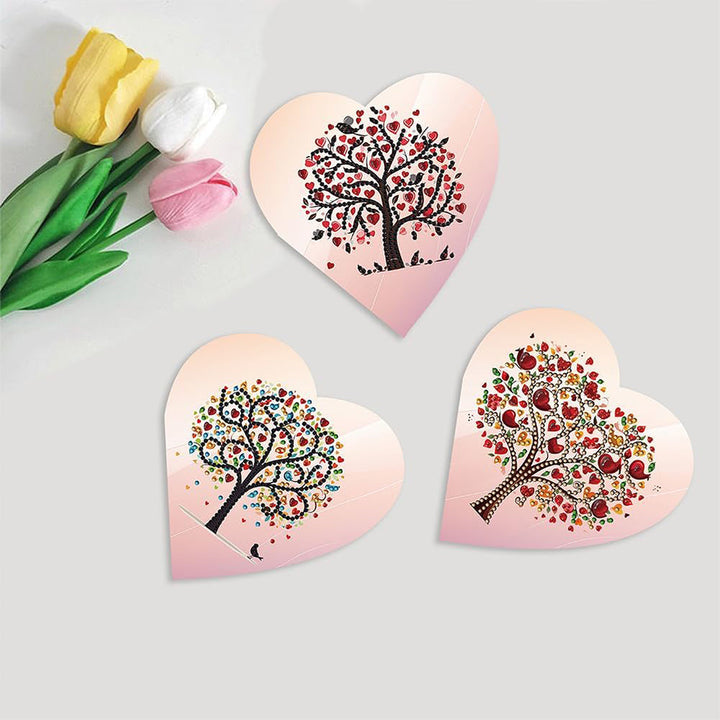 Roze Hart Boom Wenskaarten | 6 Stuks