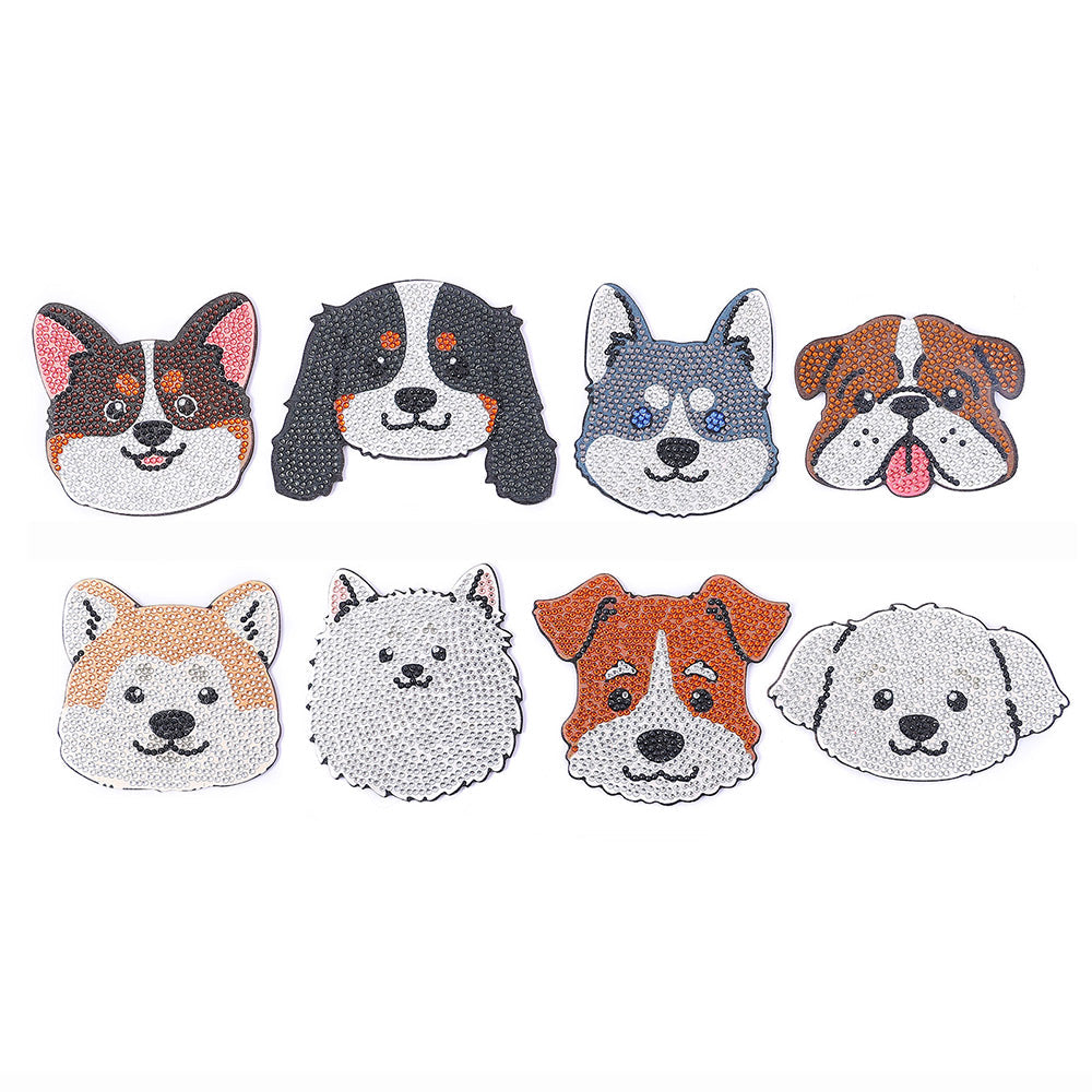 Lachende Hond Diamond Painting Onderzetters 8 Stuks