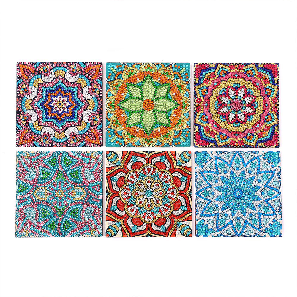 Vierkant Mandala Diamond Painting Onderzetters 6 Stuks