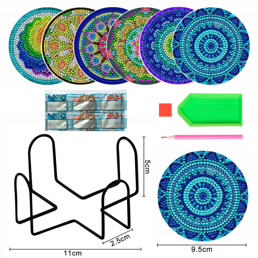 Ronde Mandala Diamond Painting Onderzetters 6 Stuks