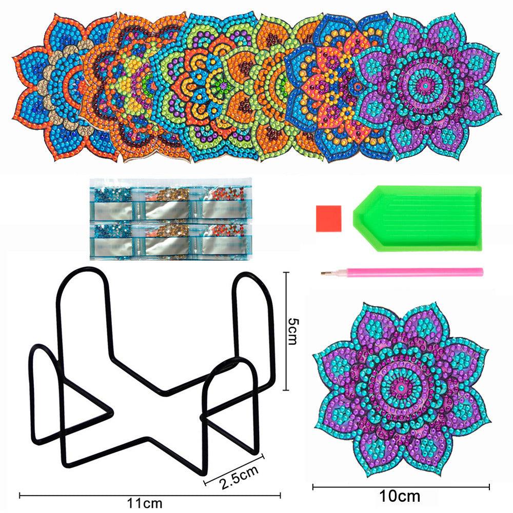 Mandala in de vorm van een Bloemblaadje Diamond Painting Onderzetters 6 Stuks