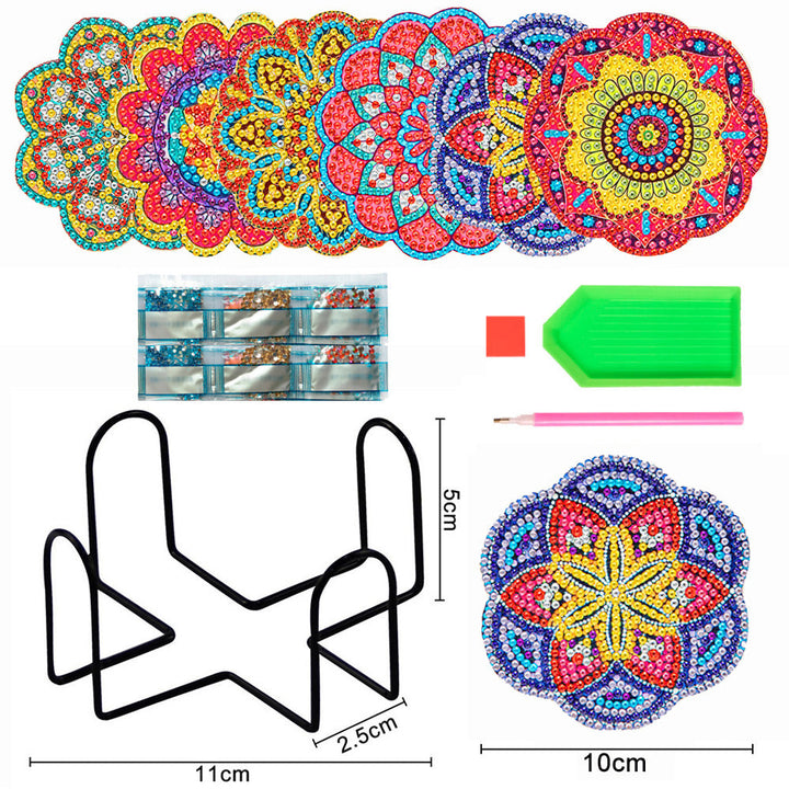 Mandala in de vorm van een Bloemblaadje Diamond Painting Onderzetters 6 Stuks