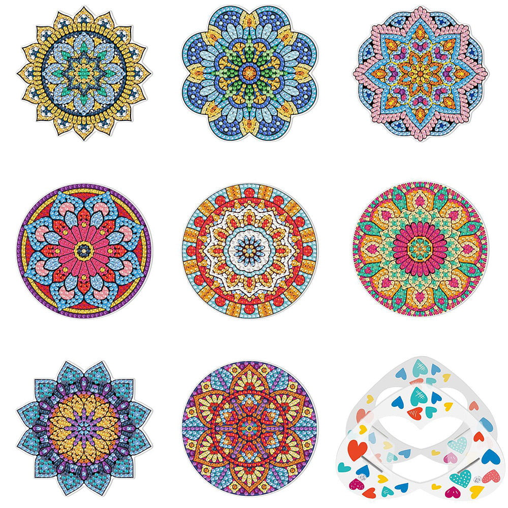 Onregelmatig Gevormde Mandala Diamond Painting Onderzetters 8 Stuks