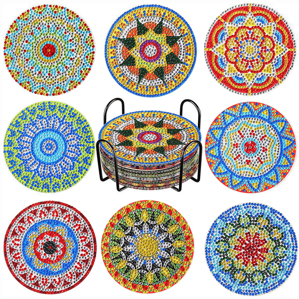 Ronde Mandala Diamond Painting Onderzetters 8 Stuks