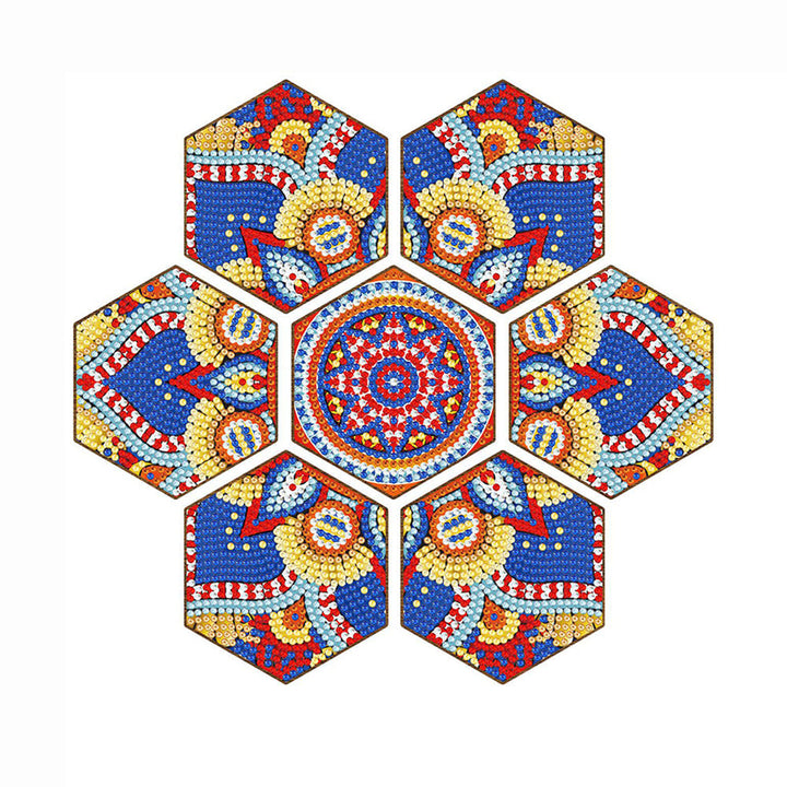 Zeshoekige Mandala Diamond Painting Onderzetters 7 Stuks